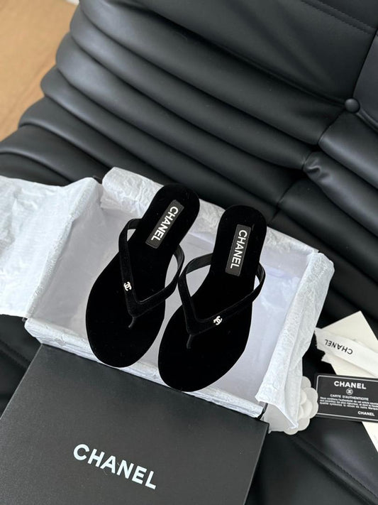 Velvet Minimal Thong Slides