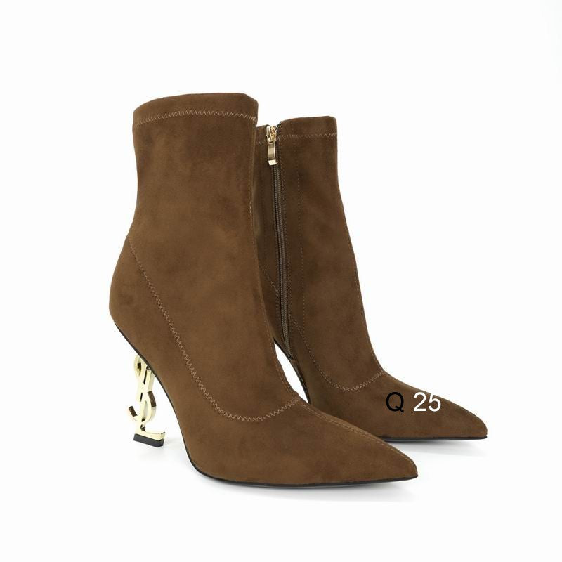 Pointed-Toe Ankle Boots with Sculpted Heel