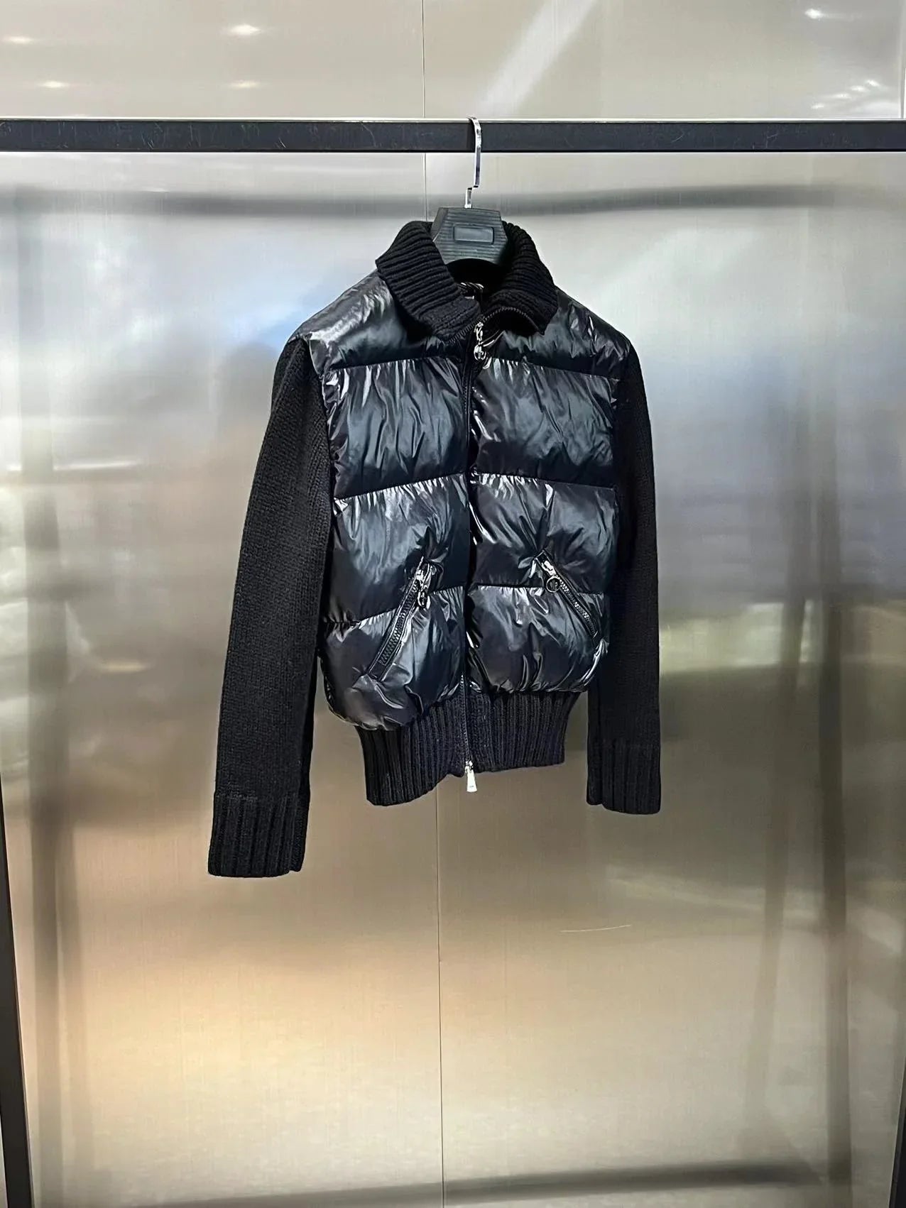 Wool Knit Sleeve Down Jacket