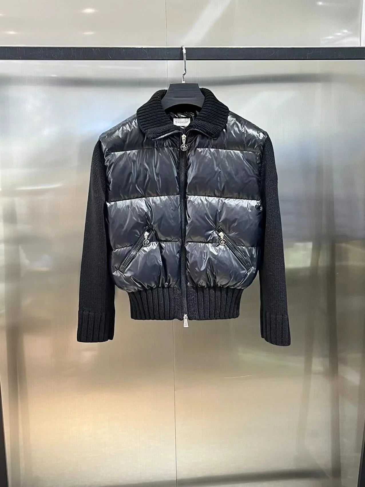 Wool Knit Sleeve Down Jacket
